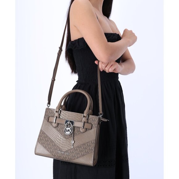 Michael Kors Hamilton Small Satchel Crossbody Exotic MK Dust MK Multi - Picture 1 of 9